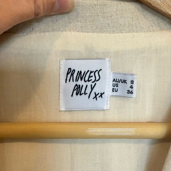 Princess Polly Cotton Blend Turin Romper Beige Short Sleeve - Women's 4 - Picture 11 of 12